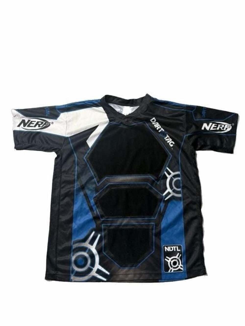 Nerf Dart Tag Official Competition Jersey Blue Black White Size S/M